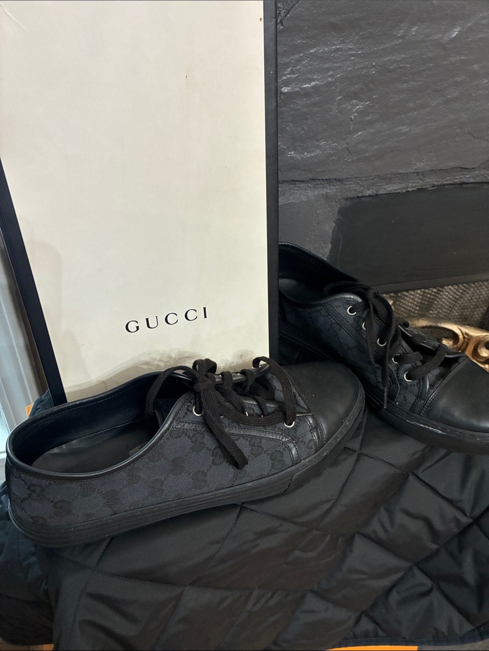 Gucci Men’s Black GG Monogram Low-Top Sneakers